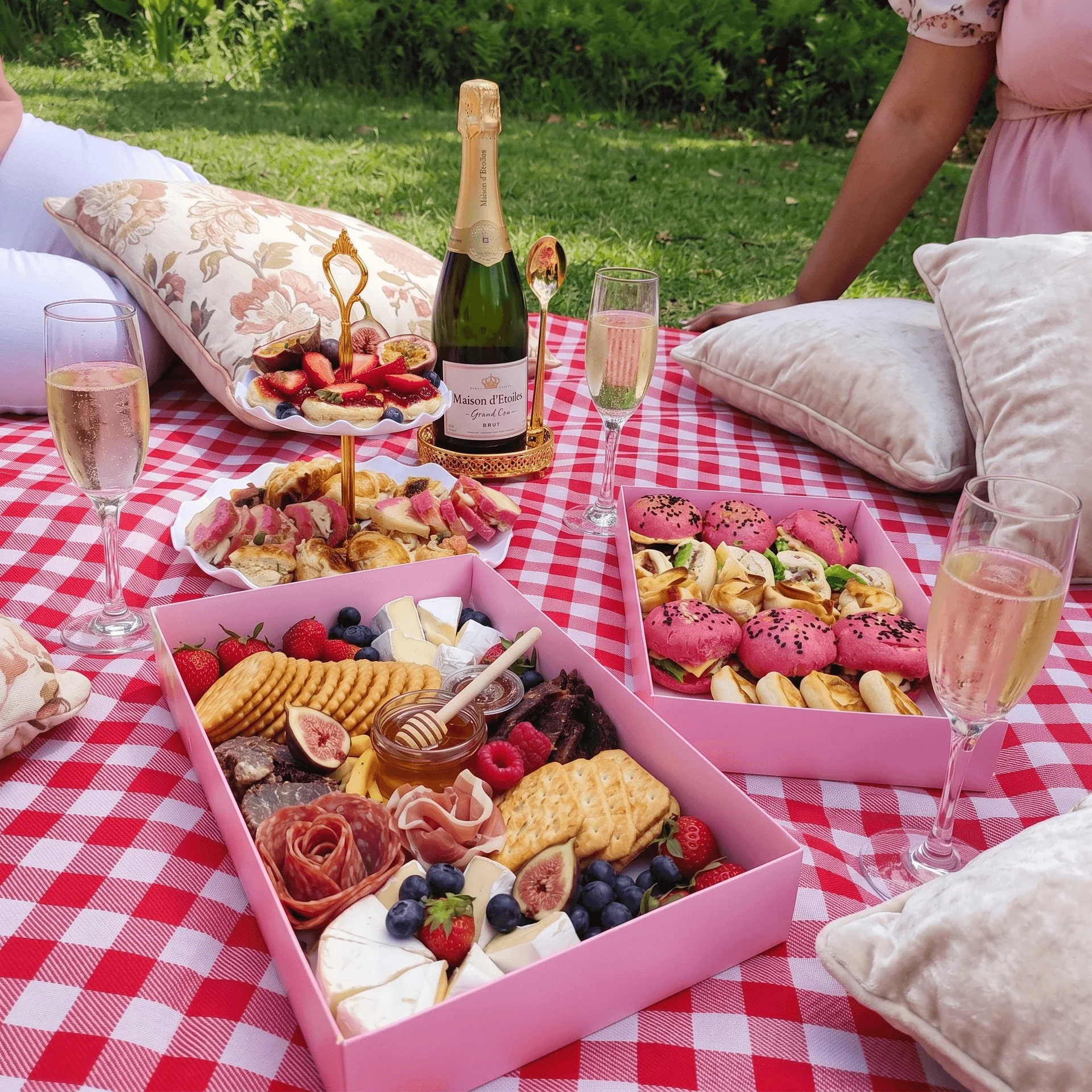 Luxury outdoor picnic setup